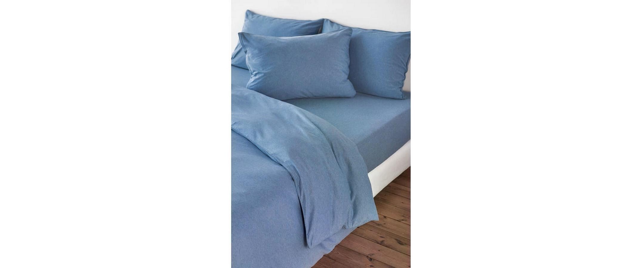 Bettwäschegarnitur Jersey 160 x 210 cm + 50 x 70 cm, BlauBettwäsche-Set