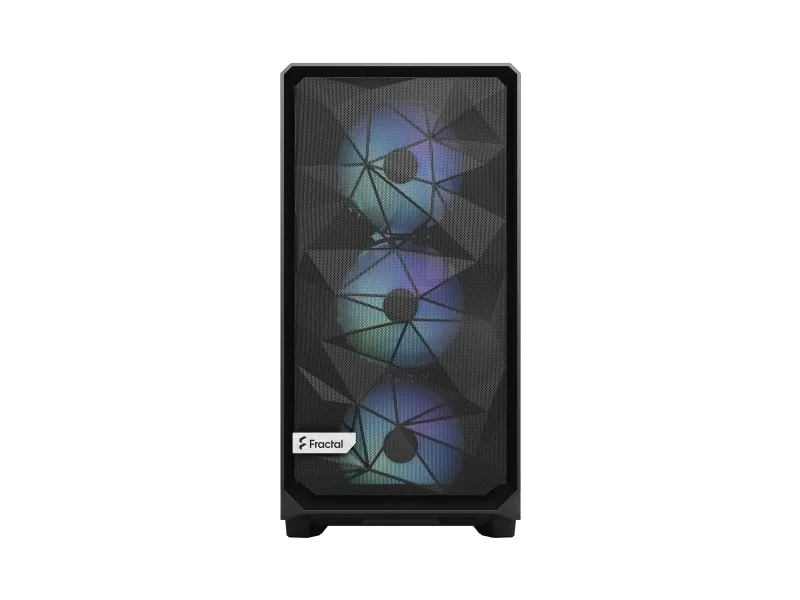 Fractal Design Meshify 2 Lite - Tower - udvidet ATX - sidepanel med vindue (hærdet glas) - ingen strømforsyning (ATX) - RGB-sort TG-lystone - USB/Lyd