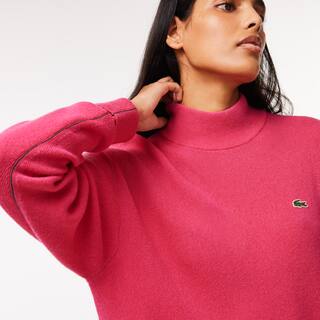 Pull Lacoste femme col montant en laine Pullovers - Rose - Lacoste - Femme