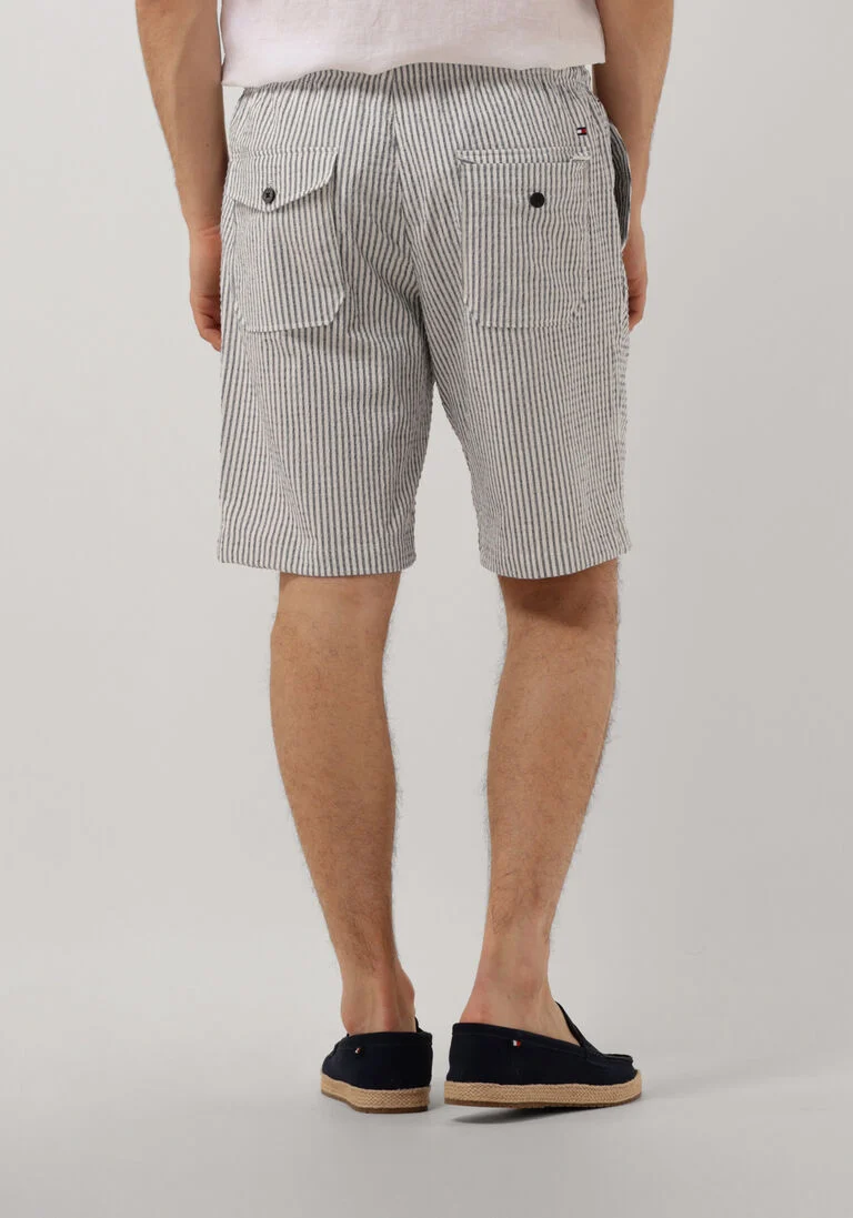 TOMMY HILFIGER blauw/wit gestreepte tommy hilfiger korte broek harlem seersucker stripe po