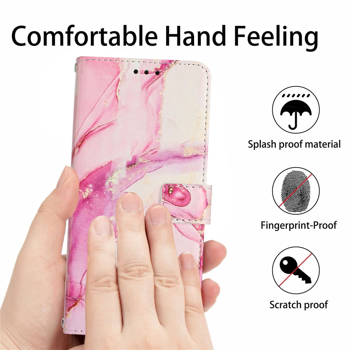 Hülle für Apple iPhone 15 Handy Schutz Case Cover Klapp Tasche Marmor Etuis Neu