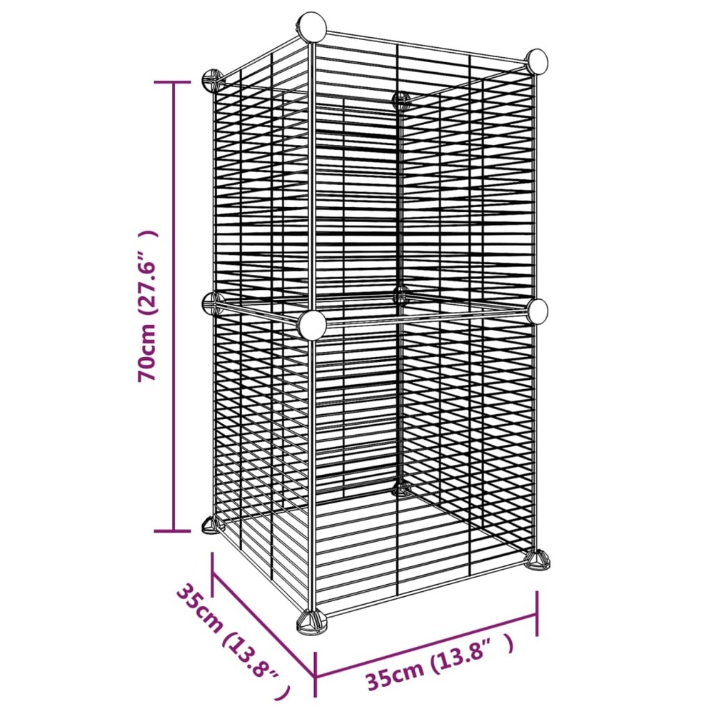 Cage animaux de compagnie à 8 panneaux noir 35x35 cm acier