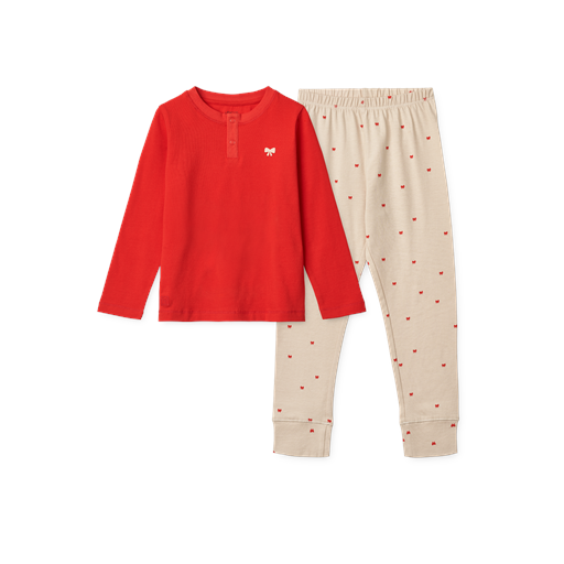 Liewood Wilhelm Pyjamassæt, Holiday Bow Sandy/Apple Red, 104 cm