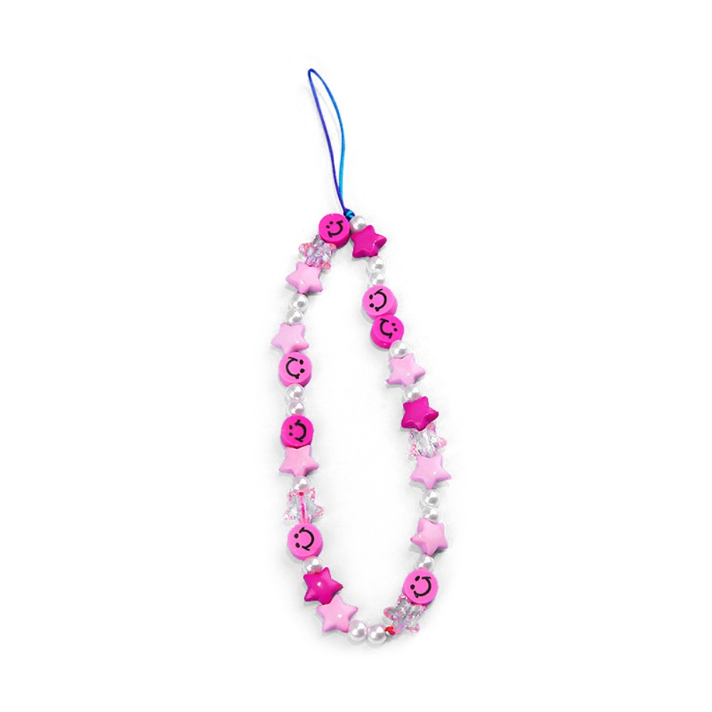 Universal Handy Kette Phone Charms Schmuck Anhänger Handgelenkschlaufe - Smiley (Rosa)