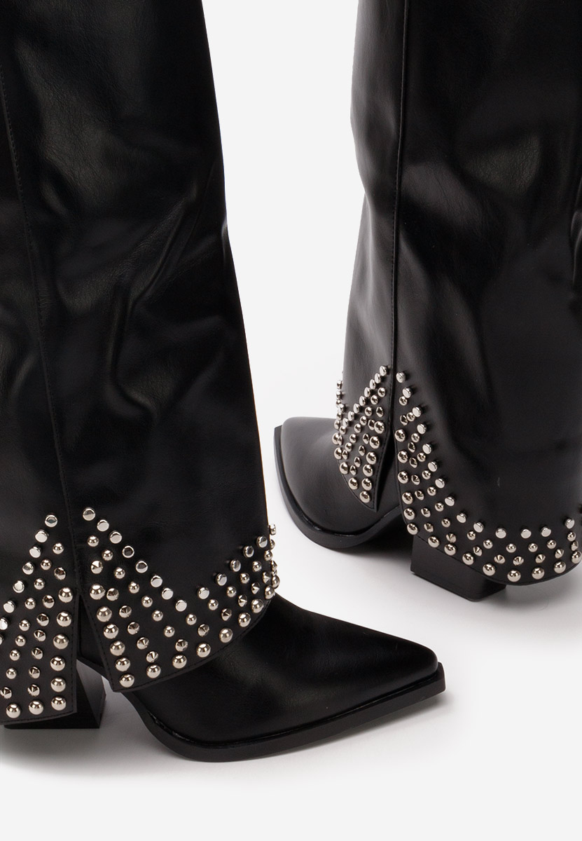 Bottes à talon carré noires Raffaela