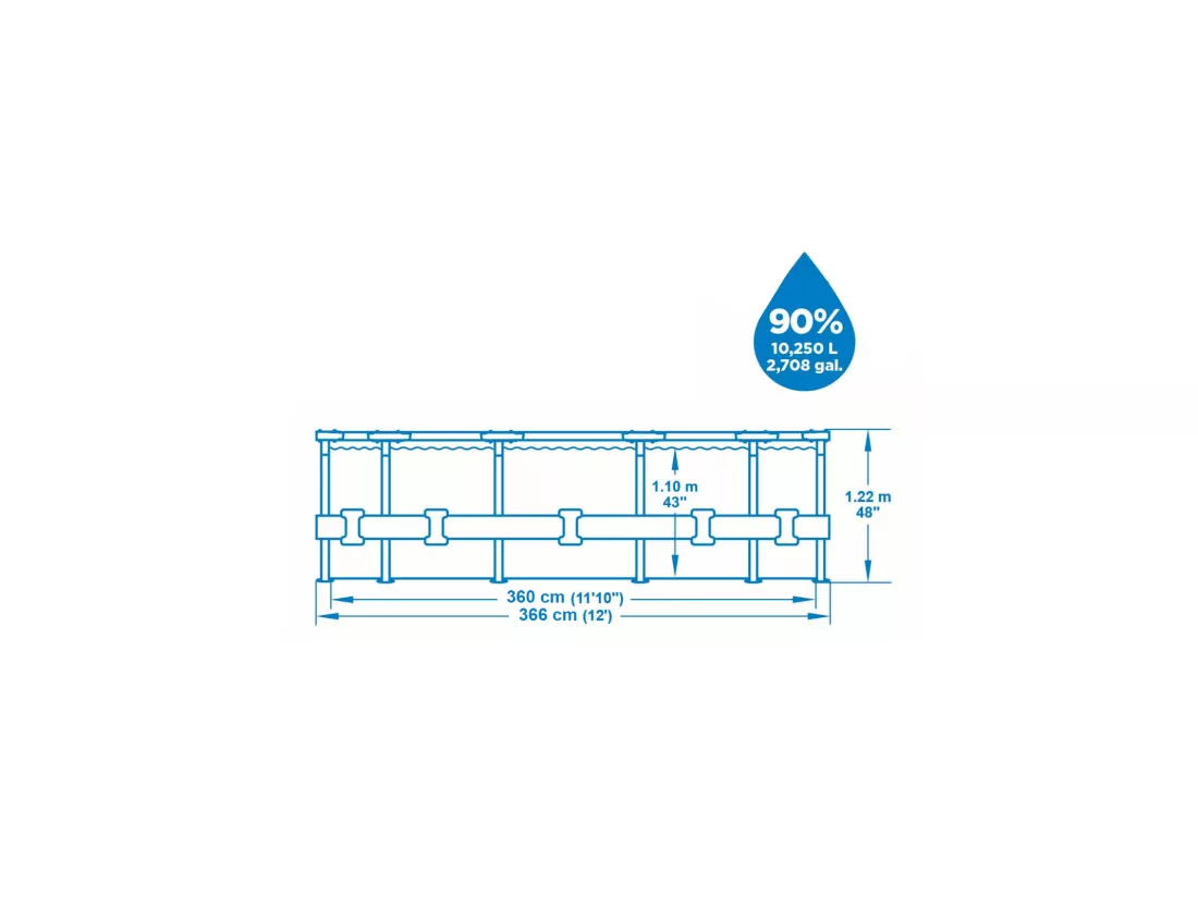 Piscine tubulaire Steel Pro Max ronde 3,66 x 1,22 m - Bestway