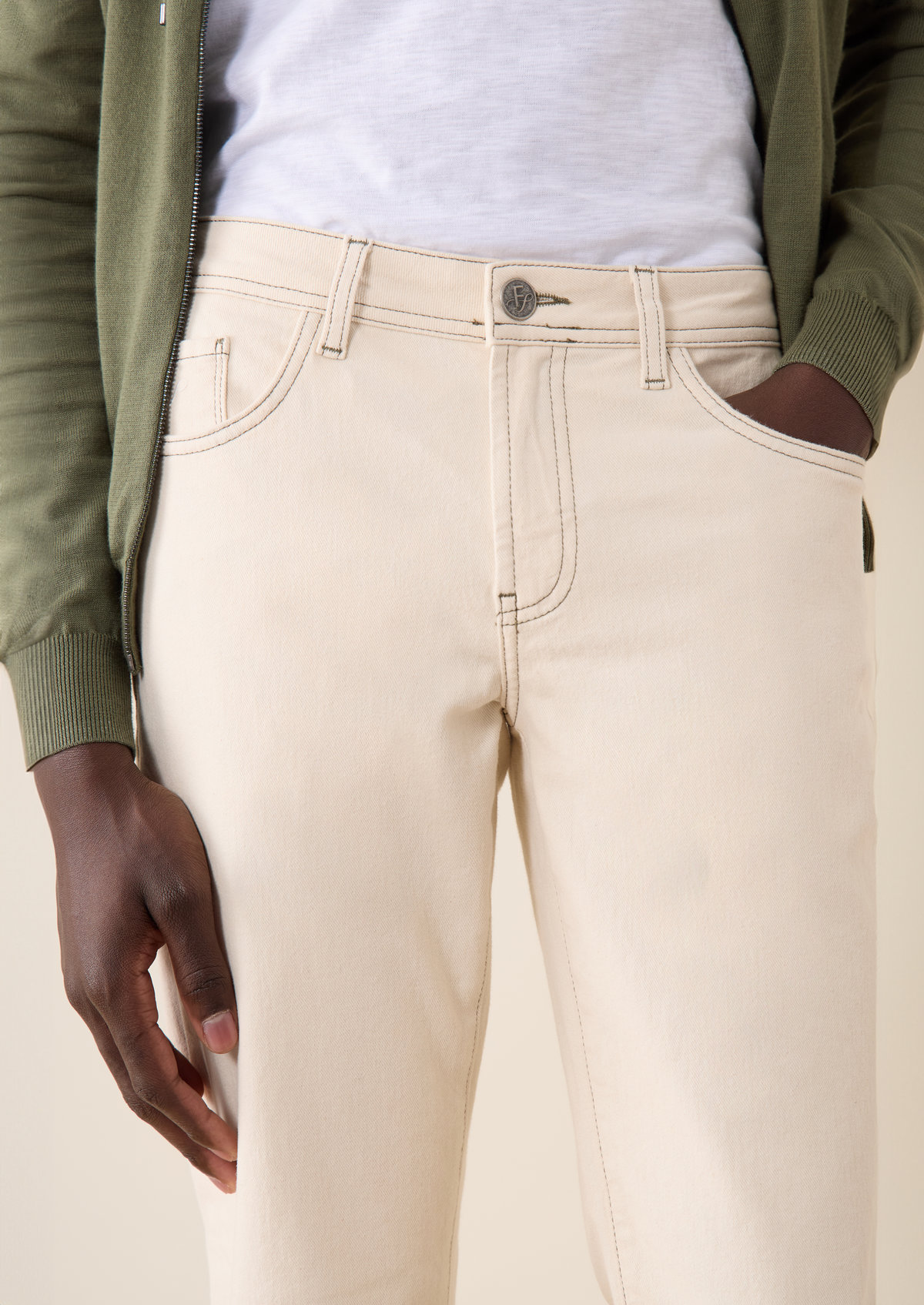Jean skinny en coton mélangé stretch beige