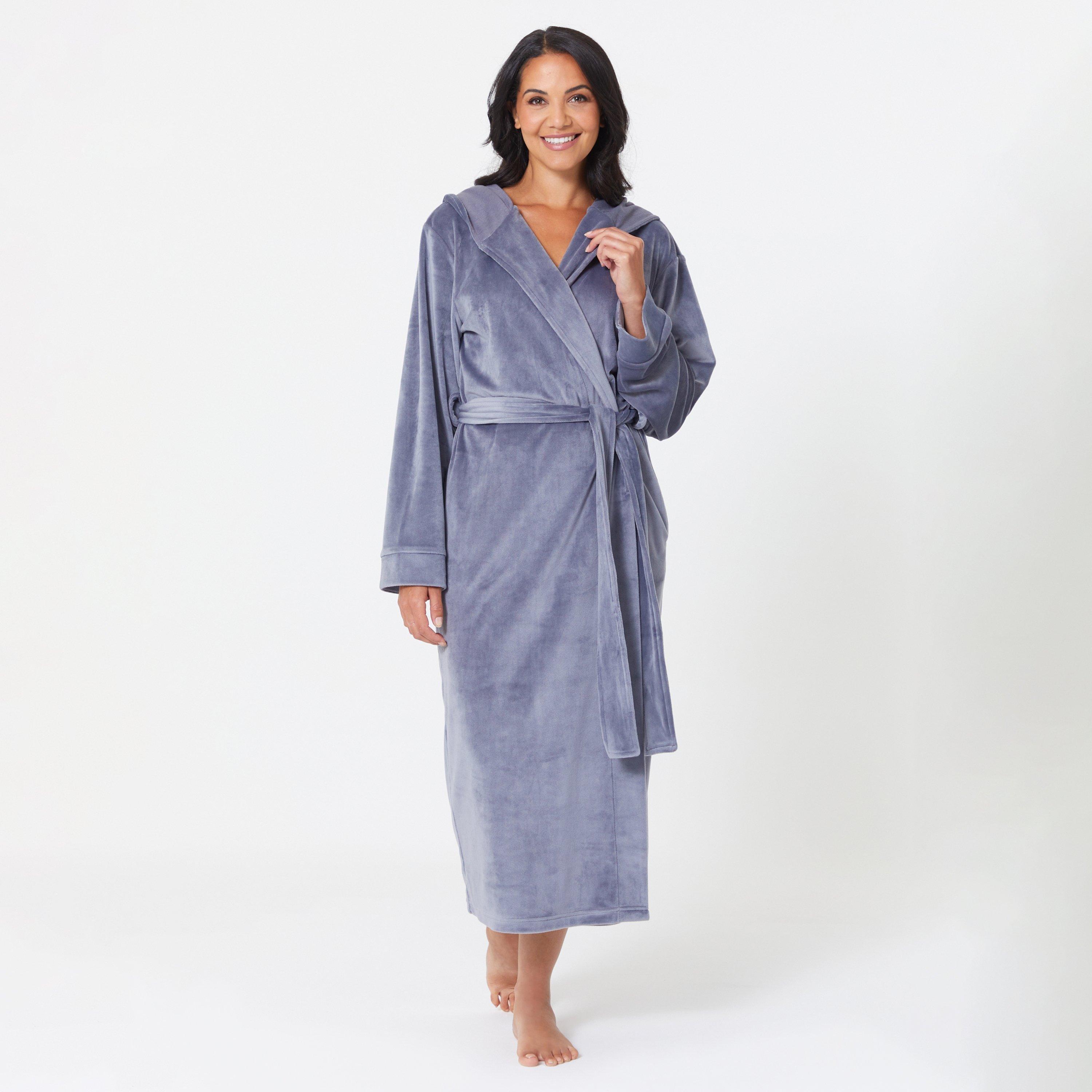 Be You Ladies Hooded Velour Longline Dressing Gown Gift Wrapped