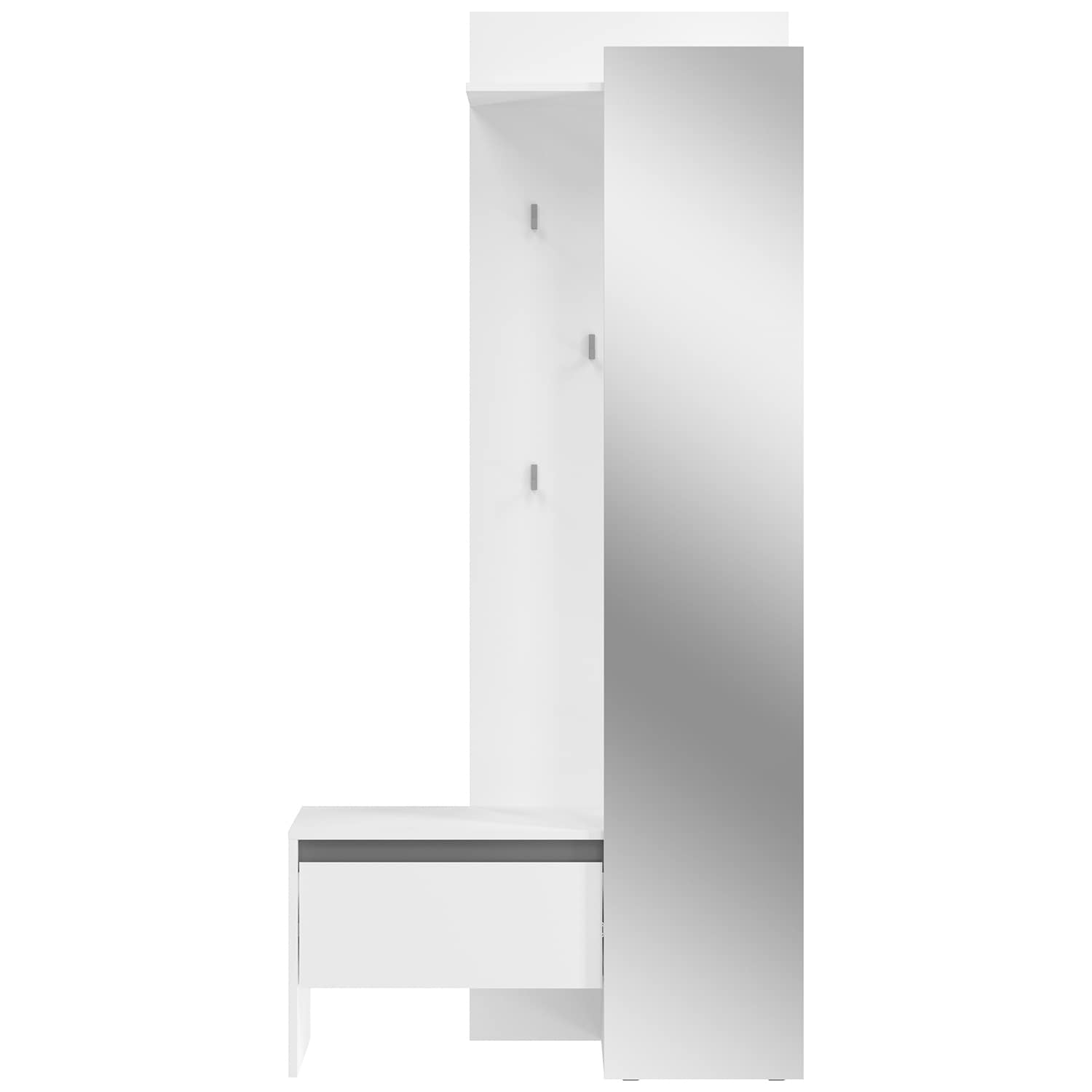 Kompaktgarderobe Torino 90 x 189 cm weiß/grau