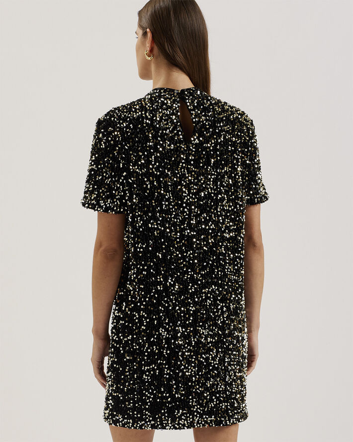 Ted Baker AUDRIYY Velvet Sequin Tee Dress Black
