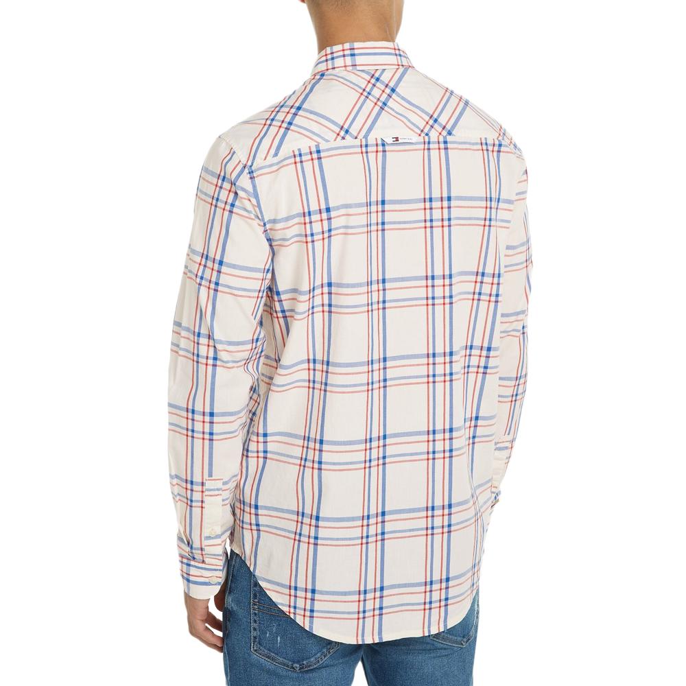 Tommy Hilfiger Chemise Manches Longues Écru Homme Tommy Hilfiger Poplin Check