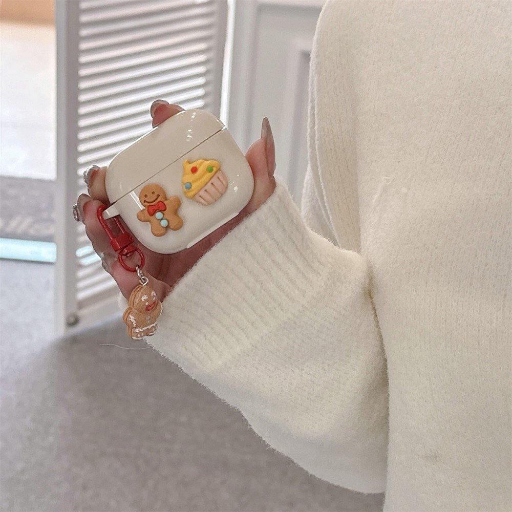 AirPods (3. Generation) Gummi Case Schutzhülle mit Lebkuchenmann Anhänger - Beige