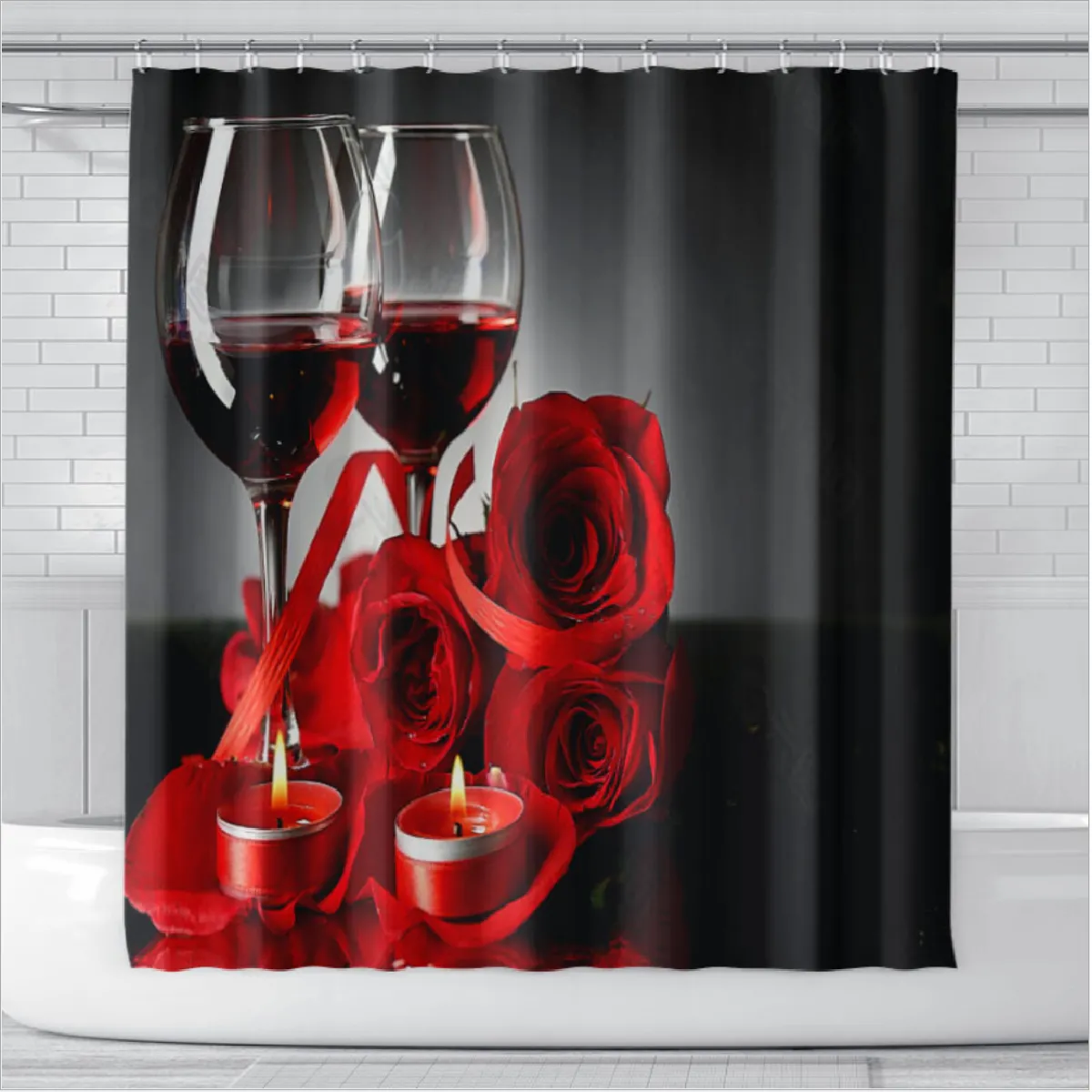 Universal Rideaux de douche - Vin rouge et rose - 180x180 cm