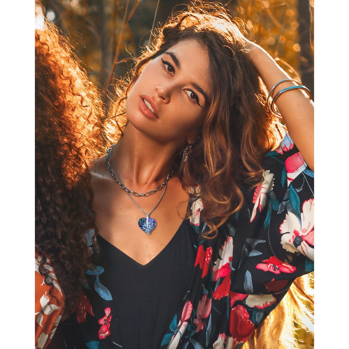 Pendentif coeur nacre abalone et argent 925