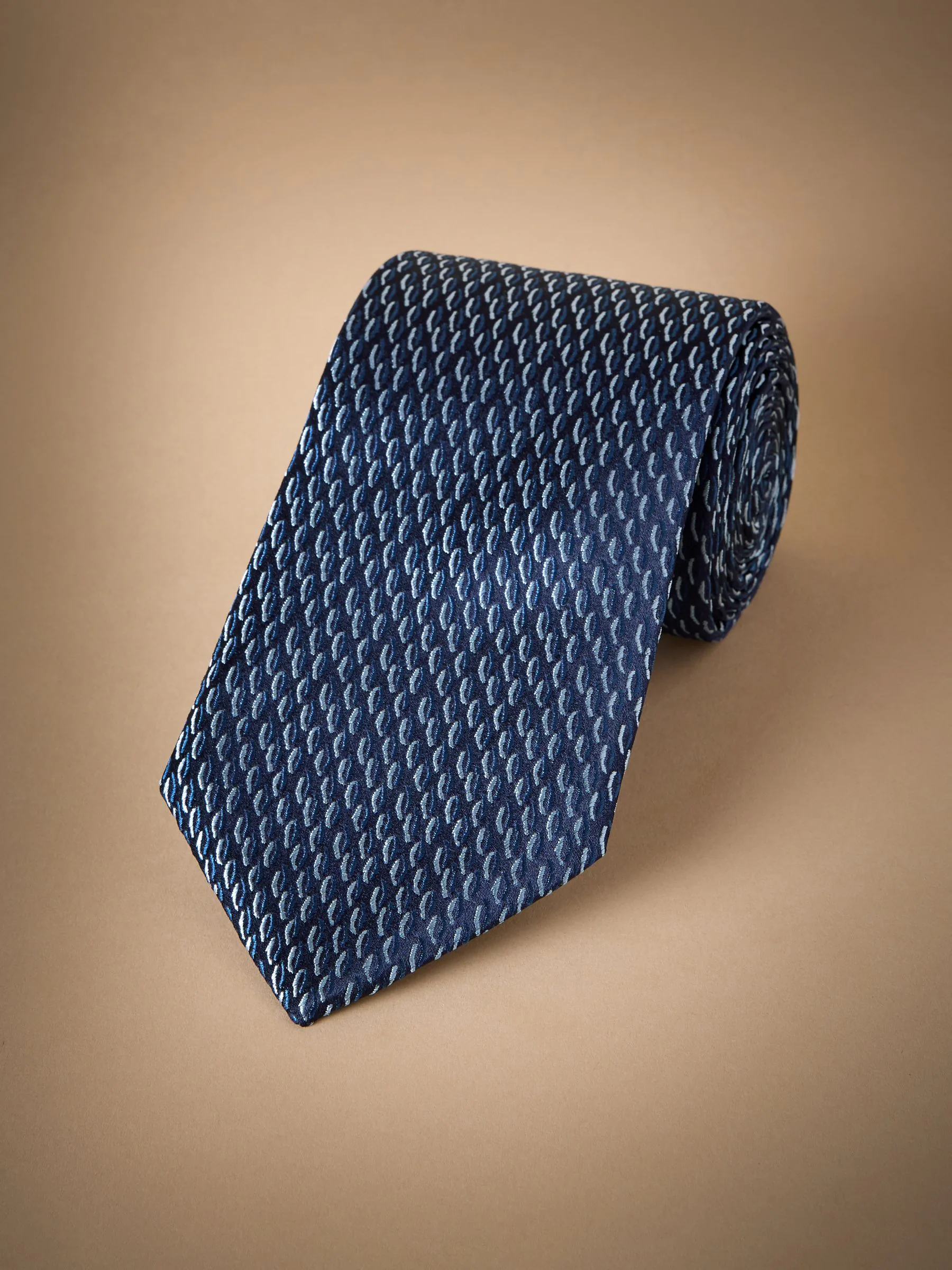 Marineblauw/wit - Das van Italiaanse zijde met design