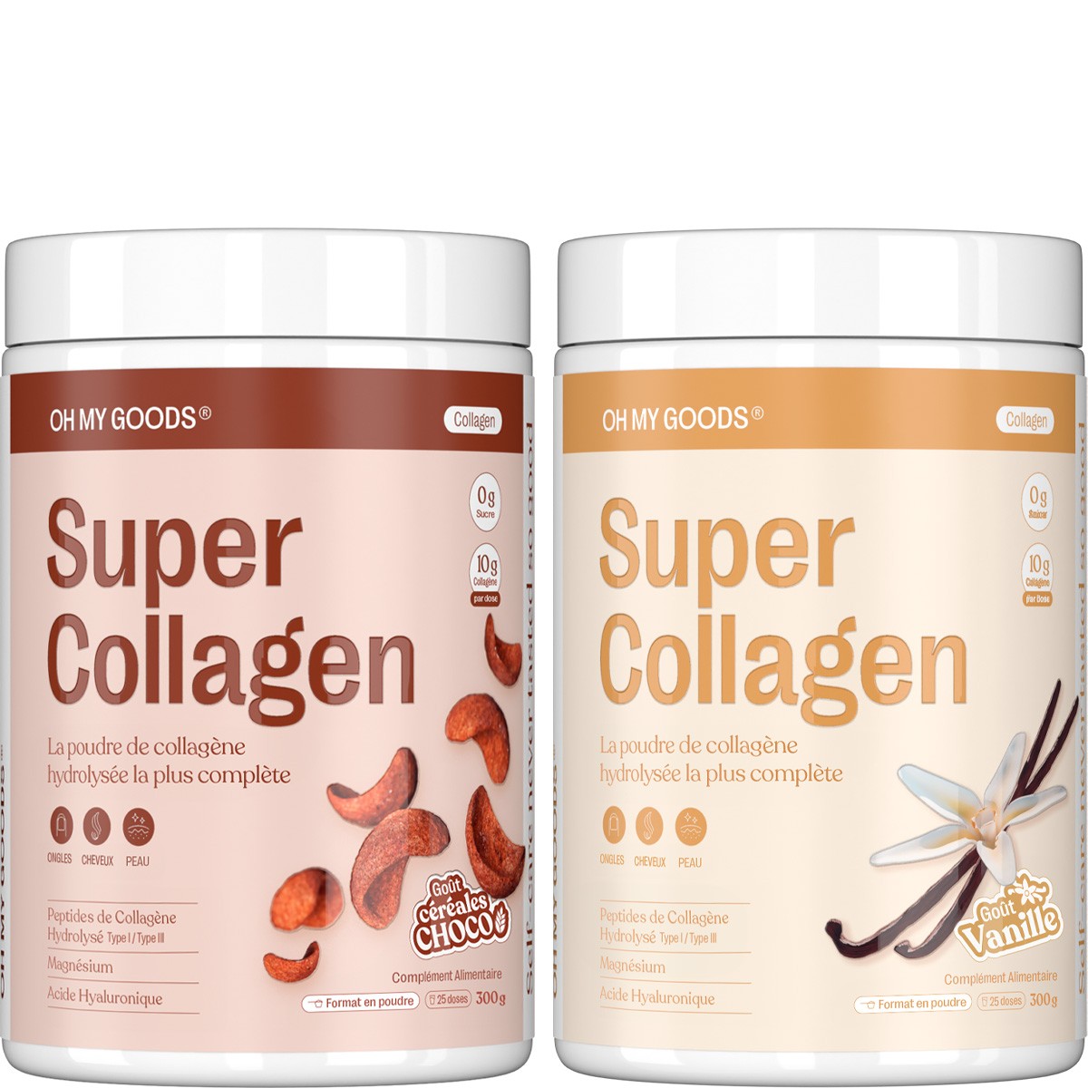 Poudres de collagène hydrolysée - Super Collagène - Céréales vanille & chocolat - 2 x 300 g