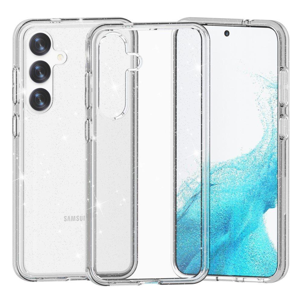 Samsung Galaxy S24 Hybrid Hardcase Schutzhülle im Glitzer Design - Silber / Transparent