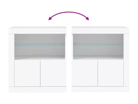 Buffet avec lumières LED blanc 60,5x37x67 cm
