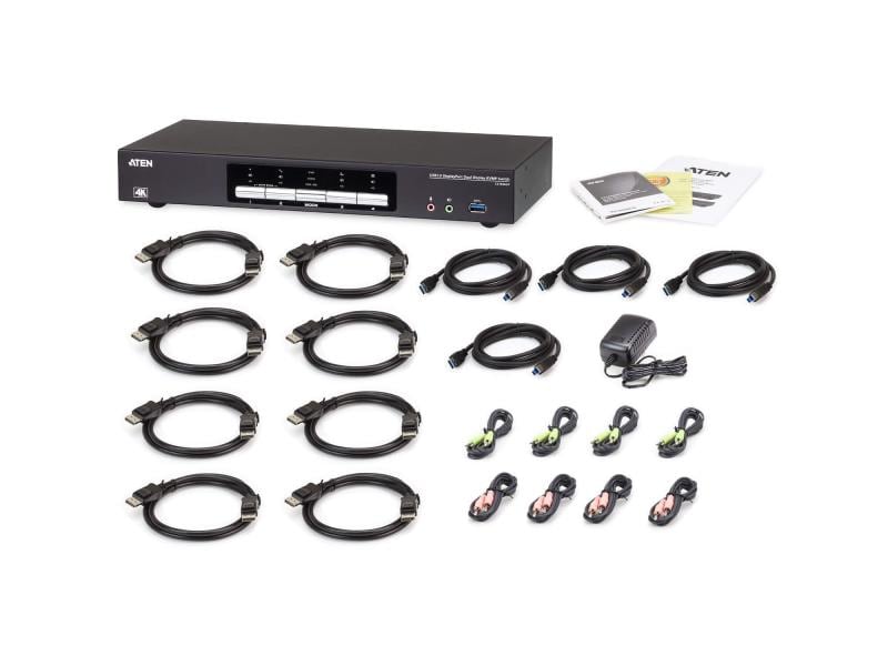Aten KVM Switch CS1944DP 4-Port USB 3.0 4K DisplayPort Dual Display KVMP Switch