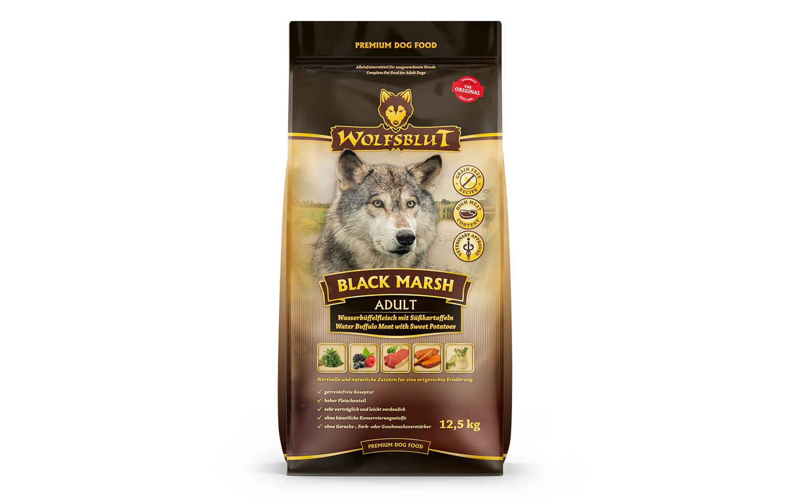 Trockenfutter Dog Black Marsh Adult, 12.5 kgAlleinfuttermittel für ausgewachsene Hunde kleiner Rassen