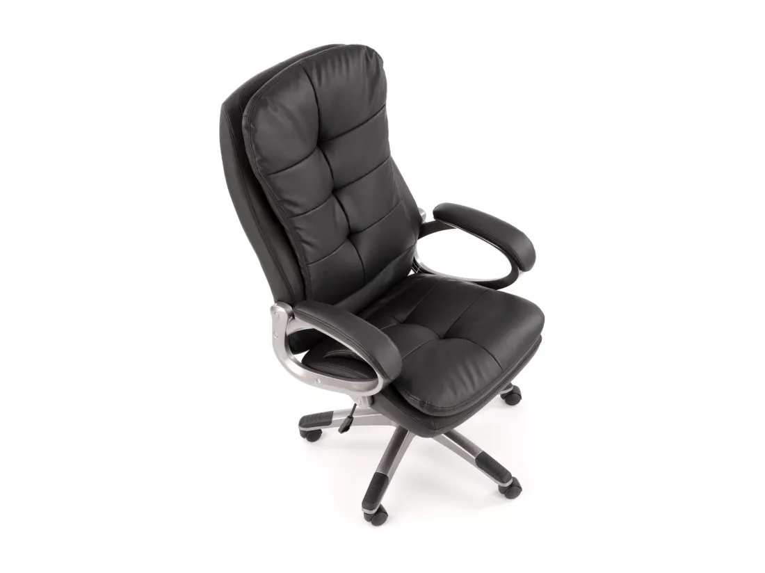 Fauteuil de bureau en éco-cuir noir avec structure en métal chromé MAZE