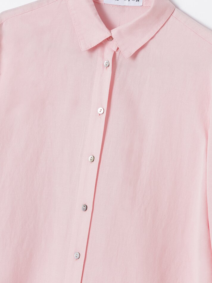 Camisa rústica de linho - Rosa claro