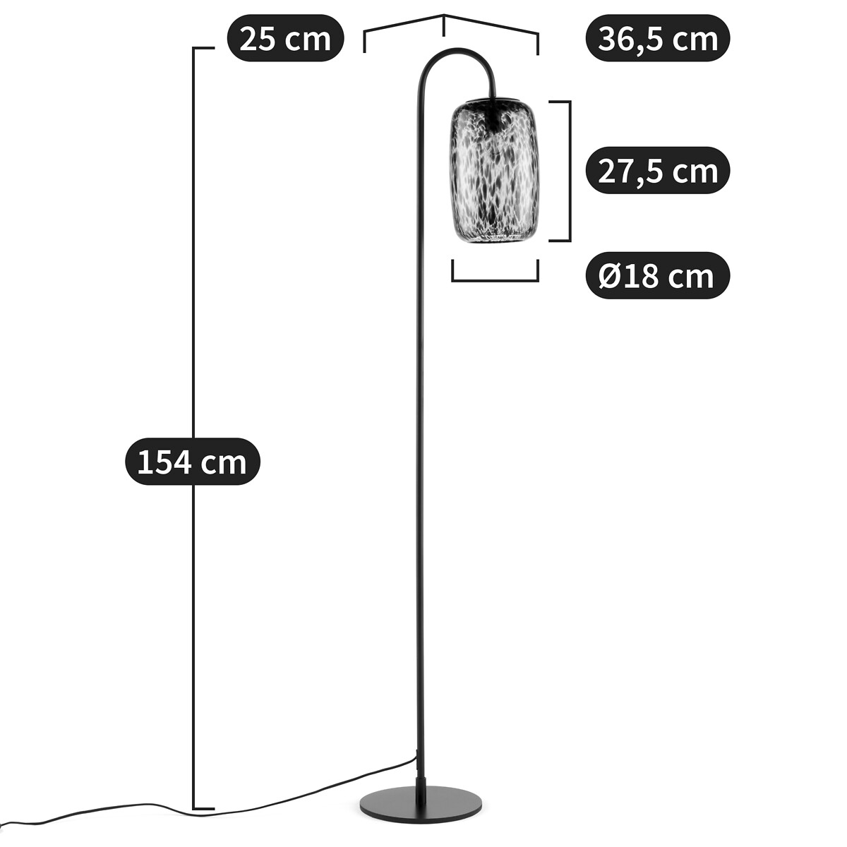 LA REDOUTE INTERIEURS<br>Luminária de chão em metal e vidro âmbar, Toleco