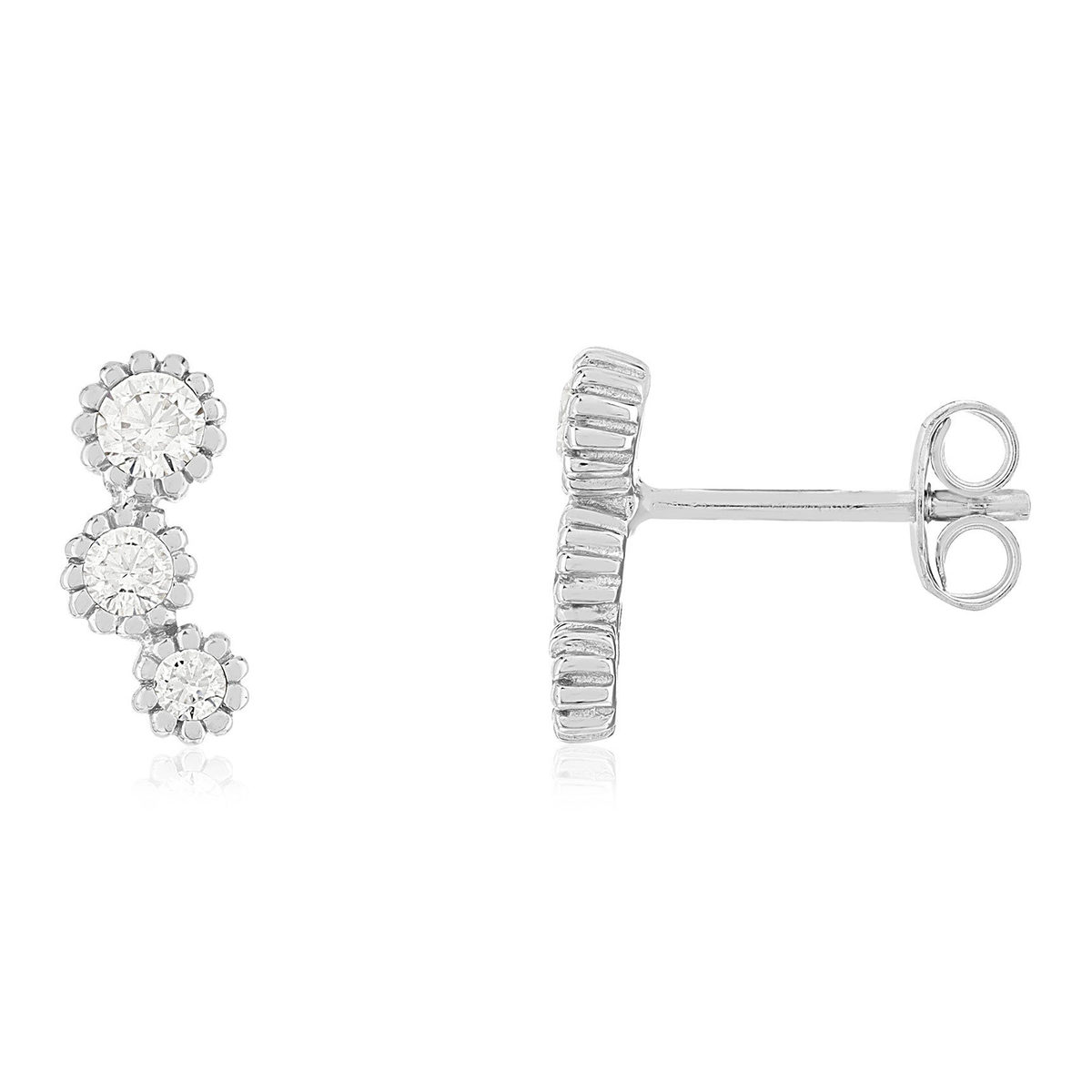 Boucles d'oreilles argent 925 motif rond zirconias