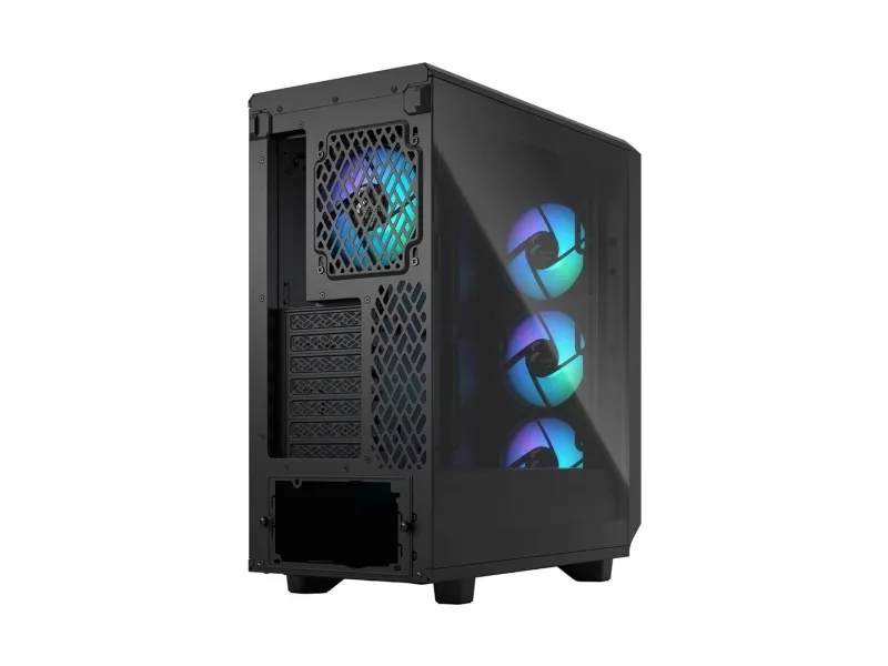 Fractal Design Meshify 2 Compact Lite - Mid tower - ATX - sidepanel med vindue (hærdet glas) - ingen strømforsyning (ATX) - sort TG-lystone - USB/Lyd