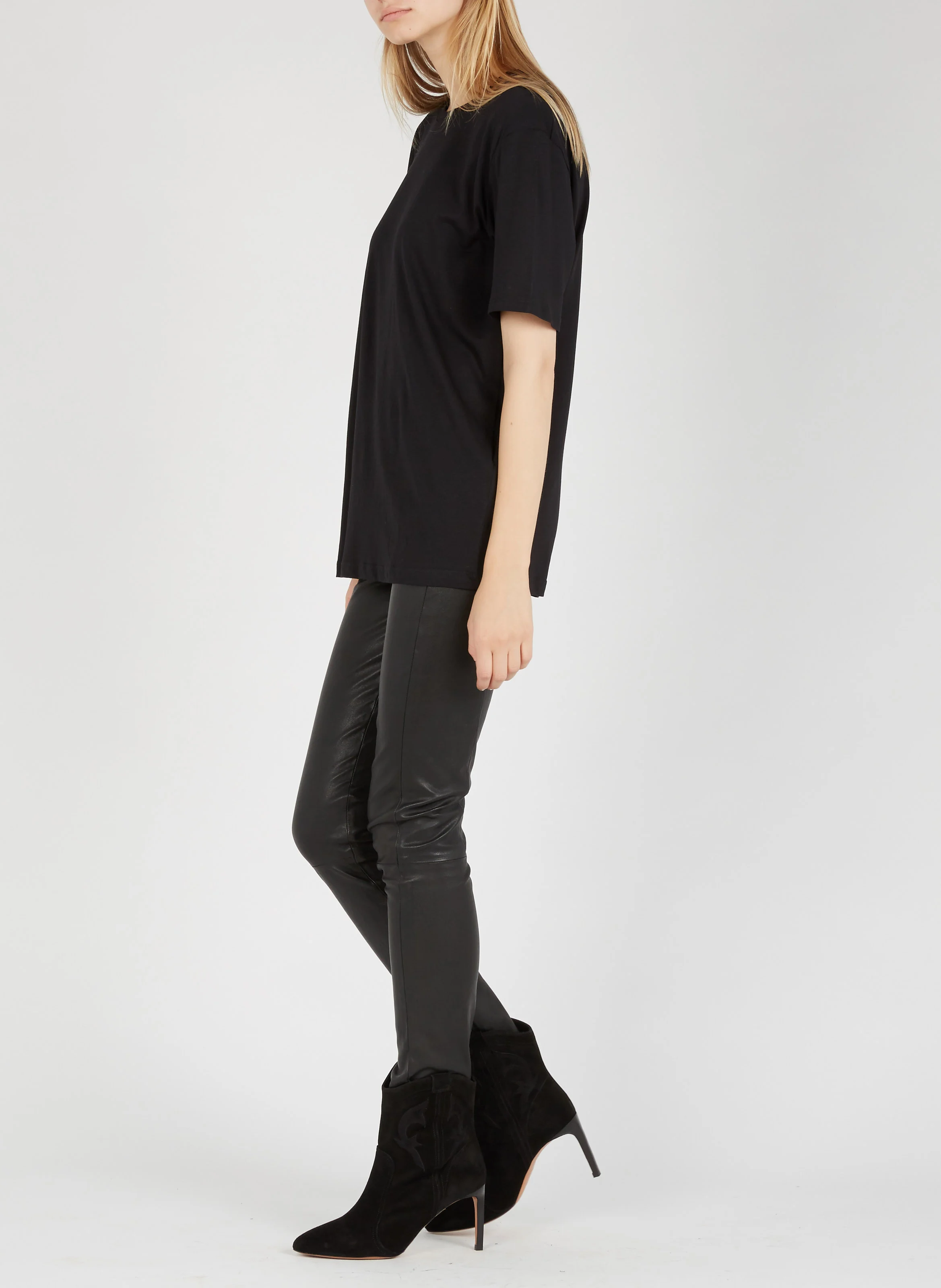 CAITLIN - Bottines à talons aiguilles en cuir | Noir