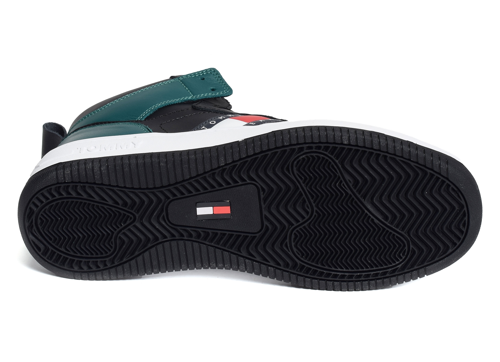 Leather mid cut basket 1076 noir vert