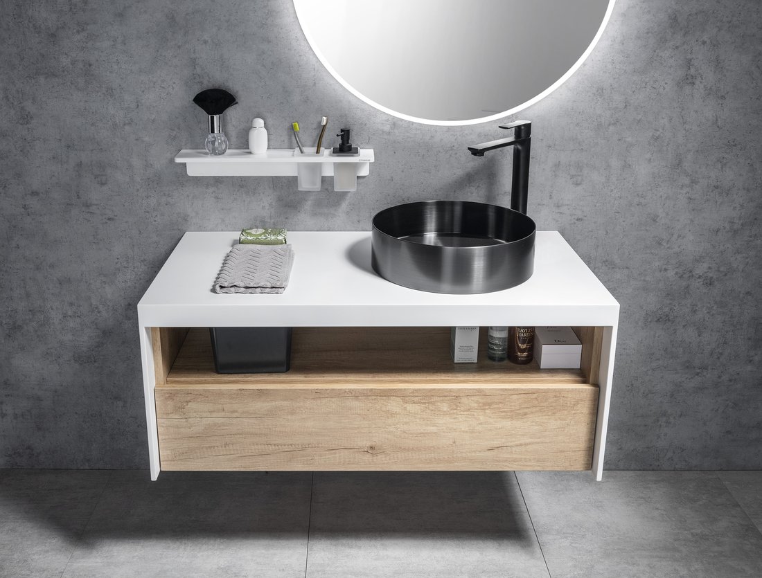 Sapho Viera wastafelonderkast eiken/mat wit 100x50x44cm
