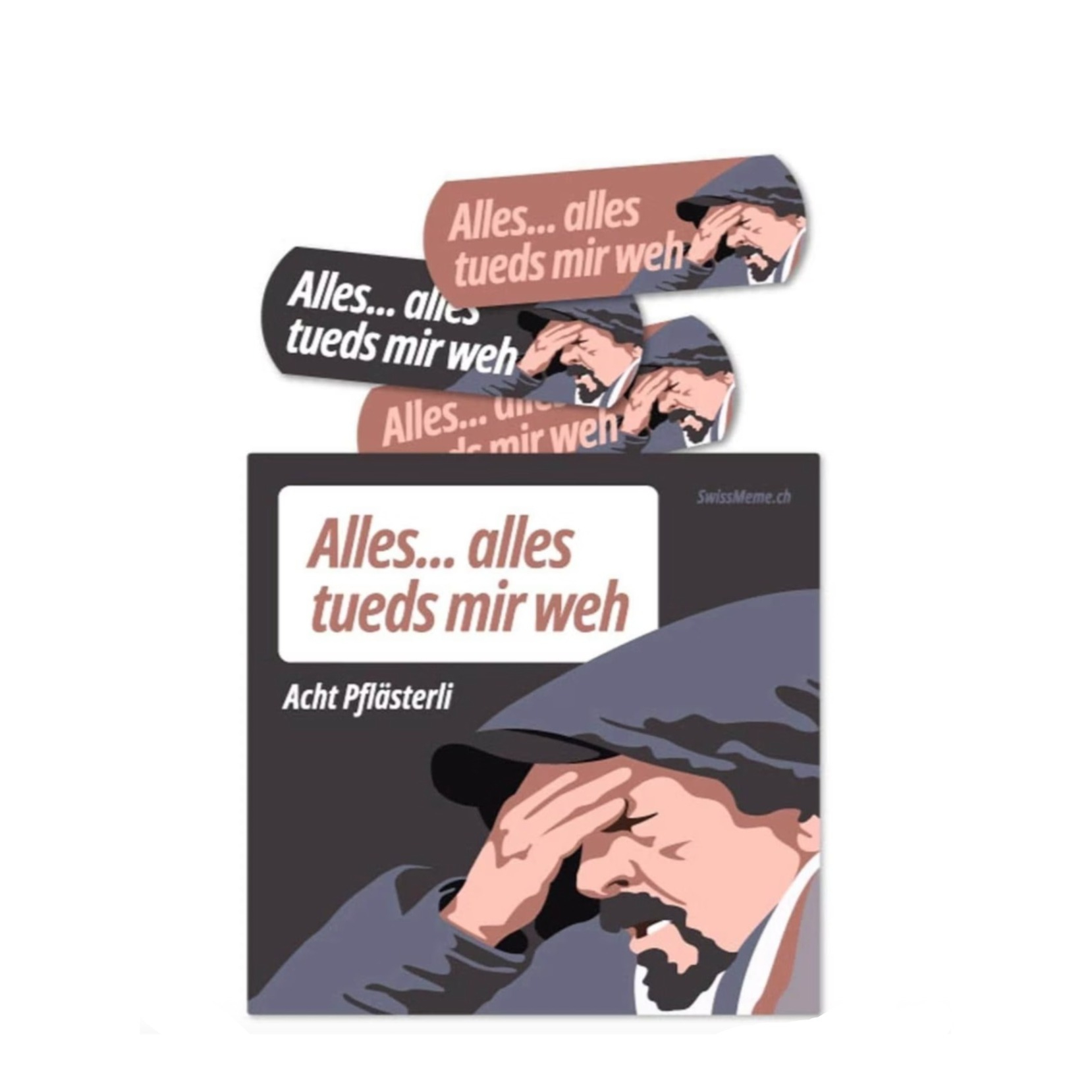 (8er Set) 9x9cm Lustige Pflaster Strips Wundverband mit Spruch (095.00) - Alles tueds mir weh