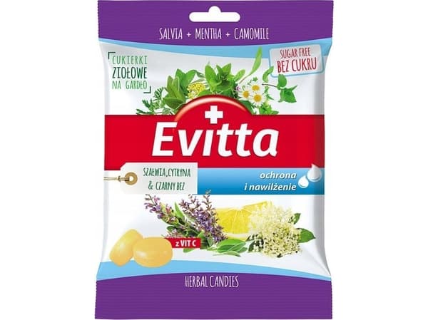 polbioeco Evitta sukkerfrie godteri med smak av salvie, sitron og hyllebær 60 g