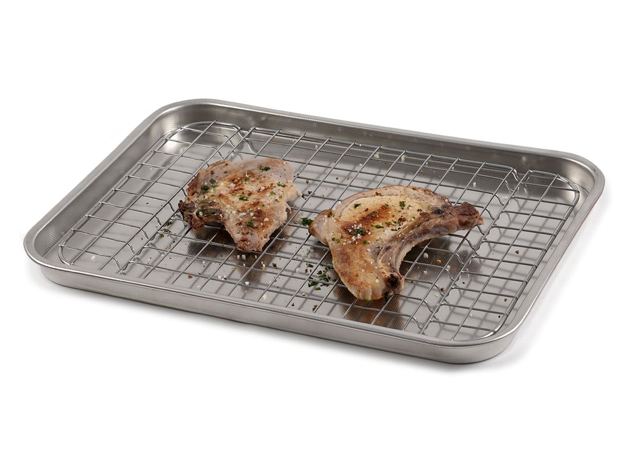 Grande plaque avec grille - Inox - 40 x 28 cm