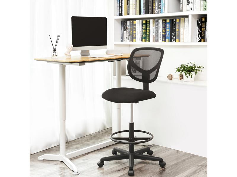 Songmics Bürostuhl mit Fusskreuz, Schwarz Bequemer und ergonomischer Schreibtischstuhl