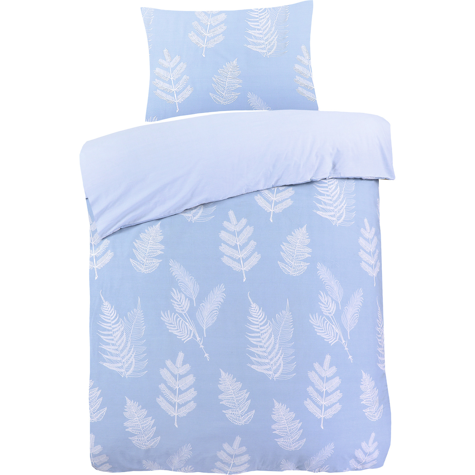 Bettwäsche blau mit Zweige 200x210 2x65x65 Bettanzug Fra