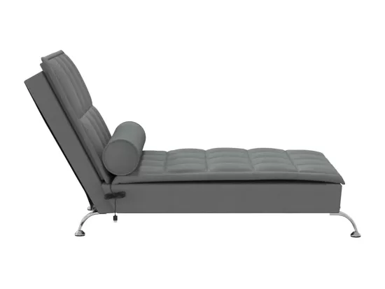 Chaise longue de massage avec traversin gris foncé tissu
