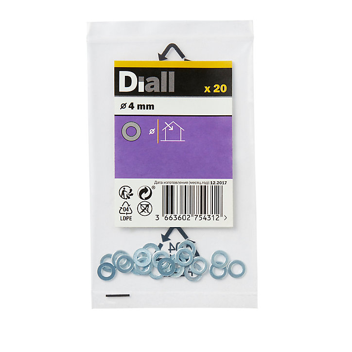 Rondelles plates étroites en acier au carbone ø 4mm - 20 pièces