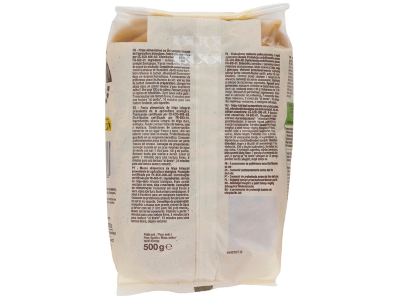 MASSA PENNE RIGATE AUCHAN BIO INTEGRAL 500 G