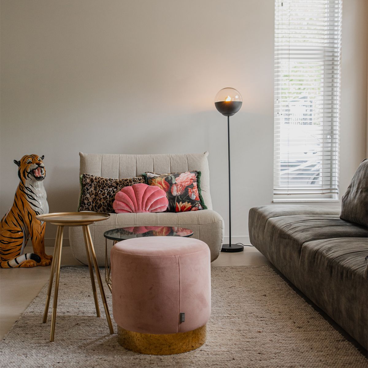 Retro vloerlamp zwart met helder glas - Eclipse