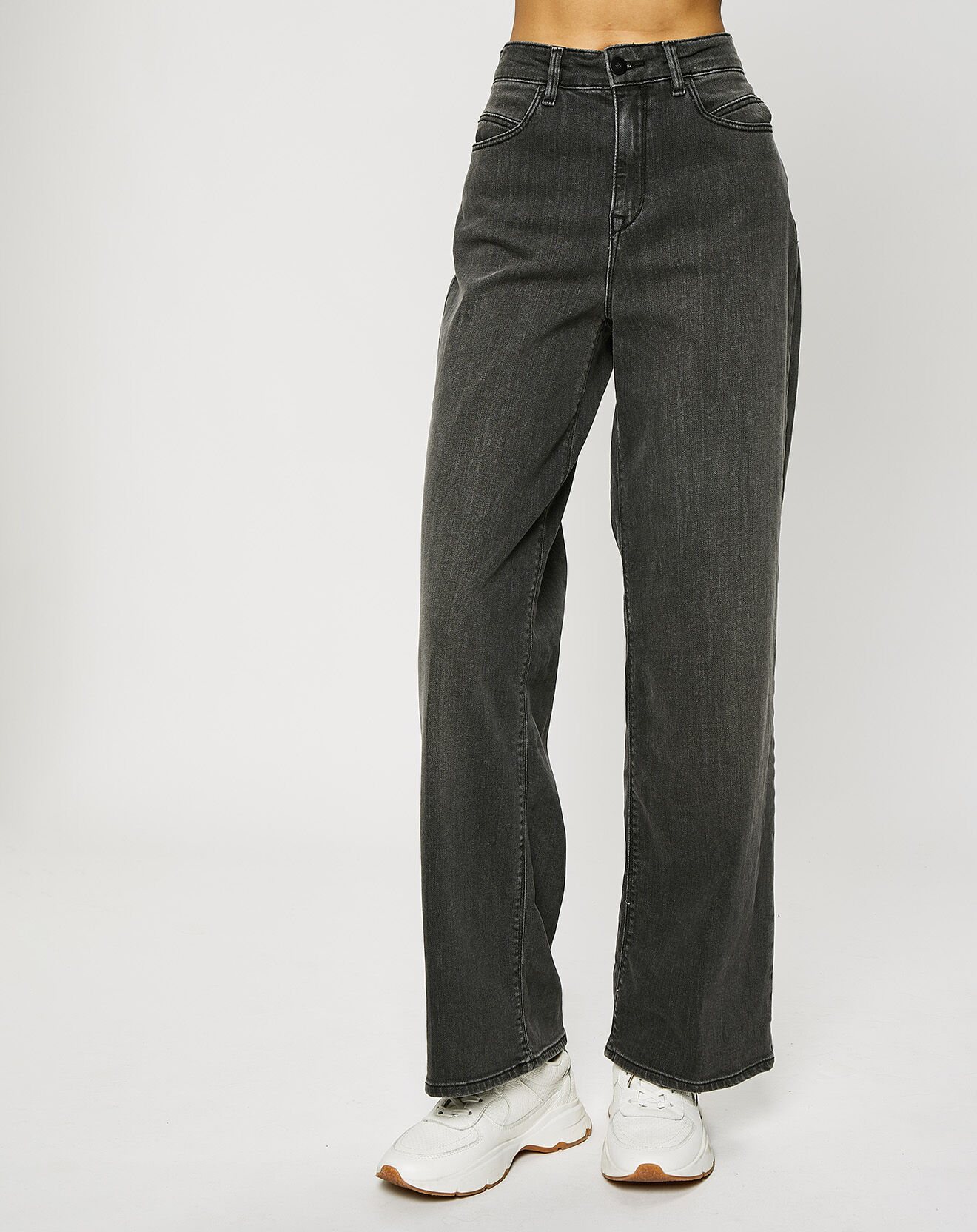 Esprit Jean en Coton bio jambes larges gris foncé