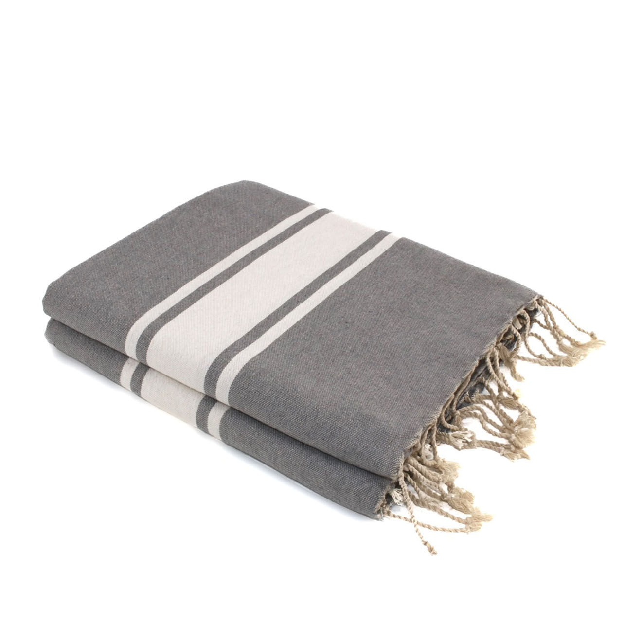 Febronie Fouta Famiglia XXL St Tropez Rayure Classique gris moyen - 200x200 cm