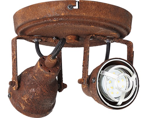 Plafondspot, 2-lichts, Ø 16,5 cm, roestkleurig/zwart