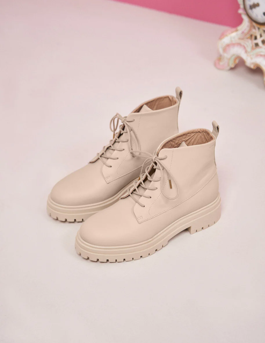 Bottines à lacets Bérénice - Cuir crème