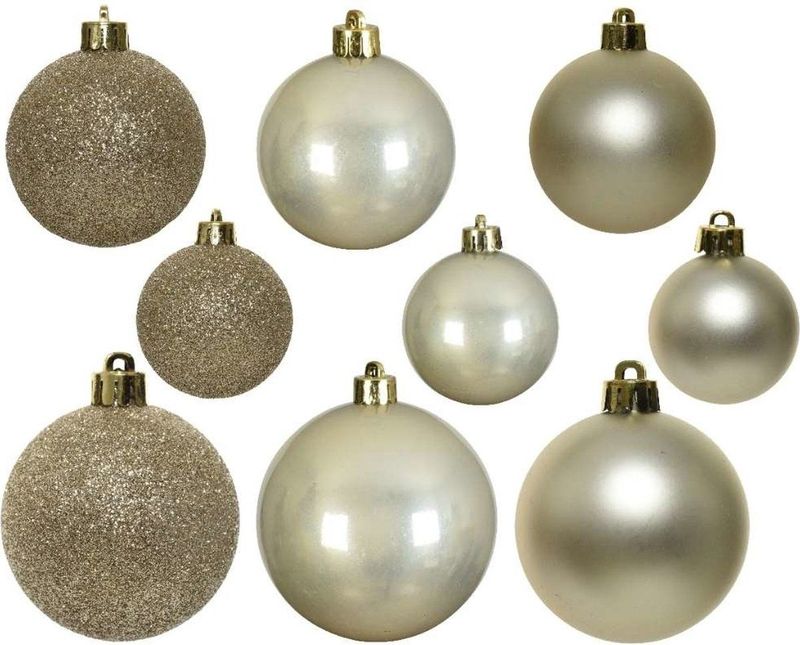 Decoris Kerstballen Set 30-delig | Kunststof/onbreekbaar | Parel | 6cm | Ideaal voor kinderen en huisdieren