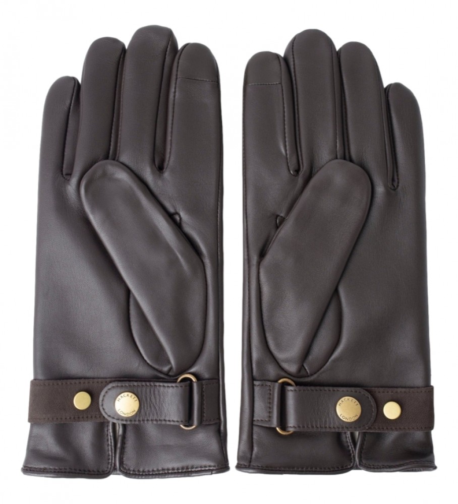 Luvas Hackett Commuter Touch em couro marrom