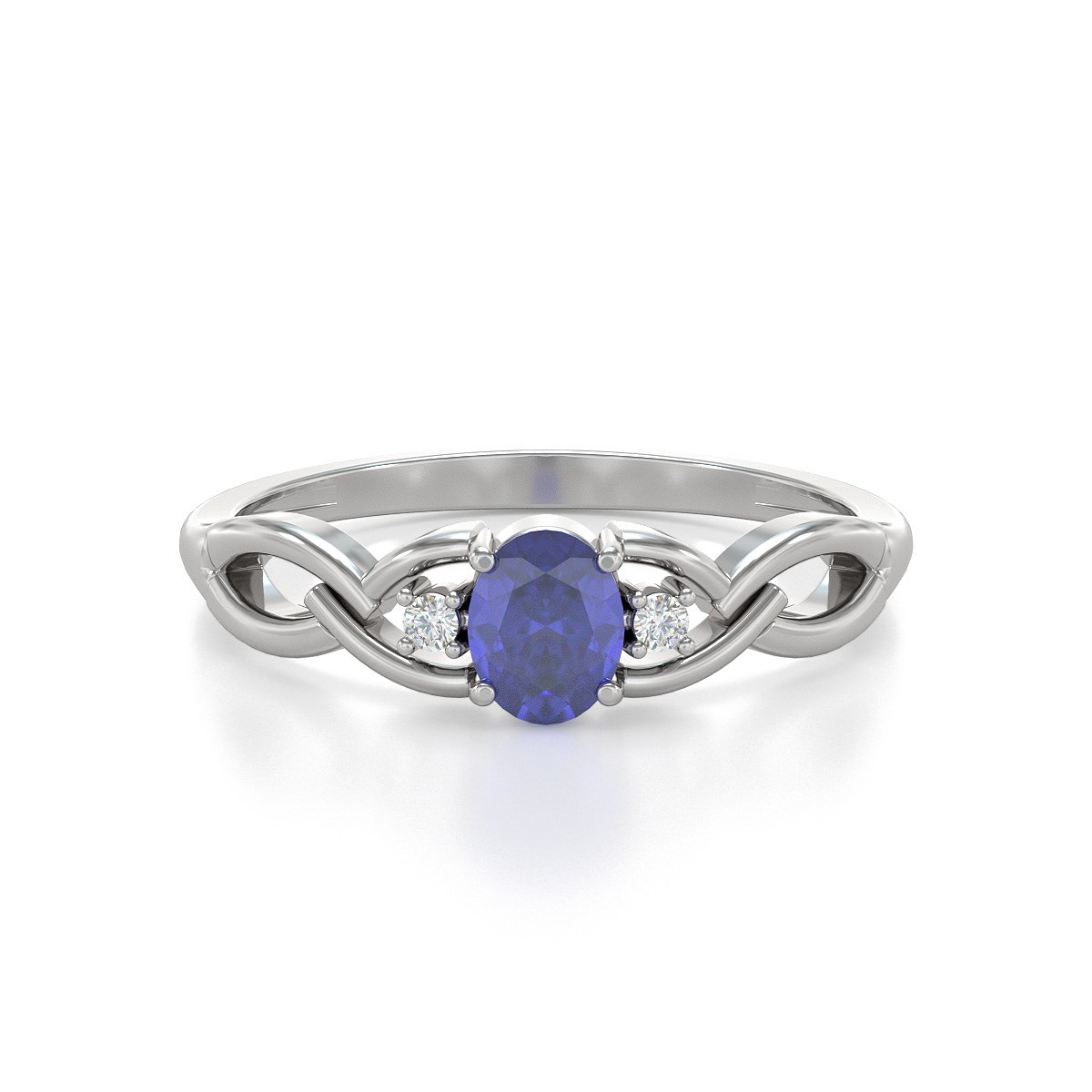 Bague ADEN Or 585 Blanc Tanzanite et diamants 2.2grs