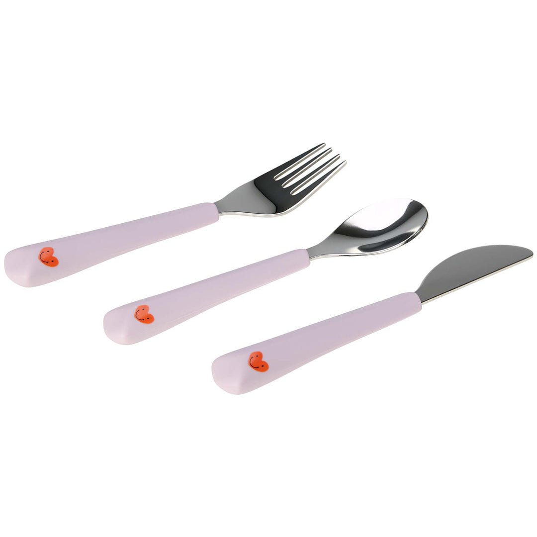 lässig kinderbestek met siliconen greep happy rascals - heart lavender