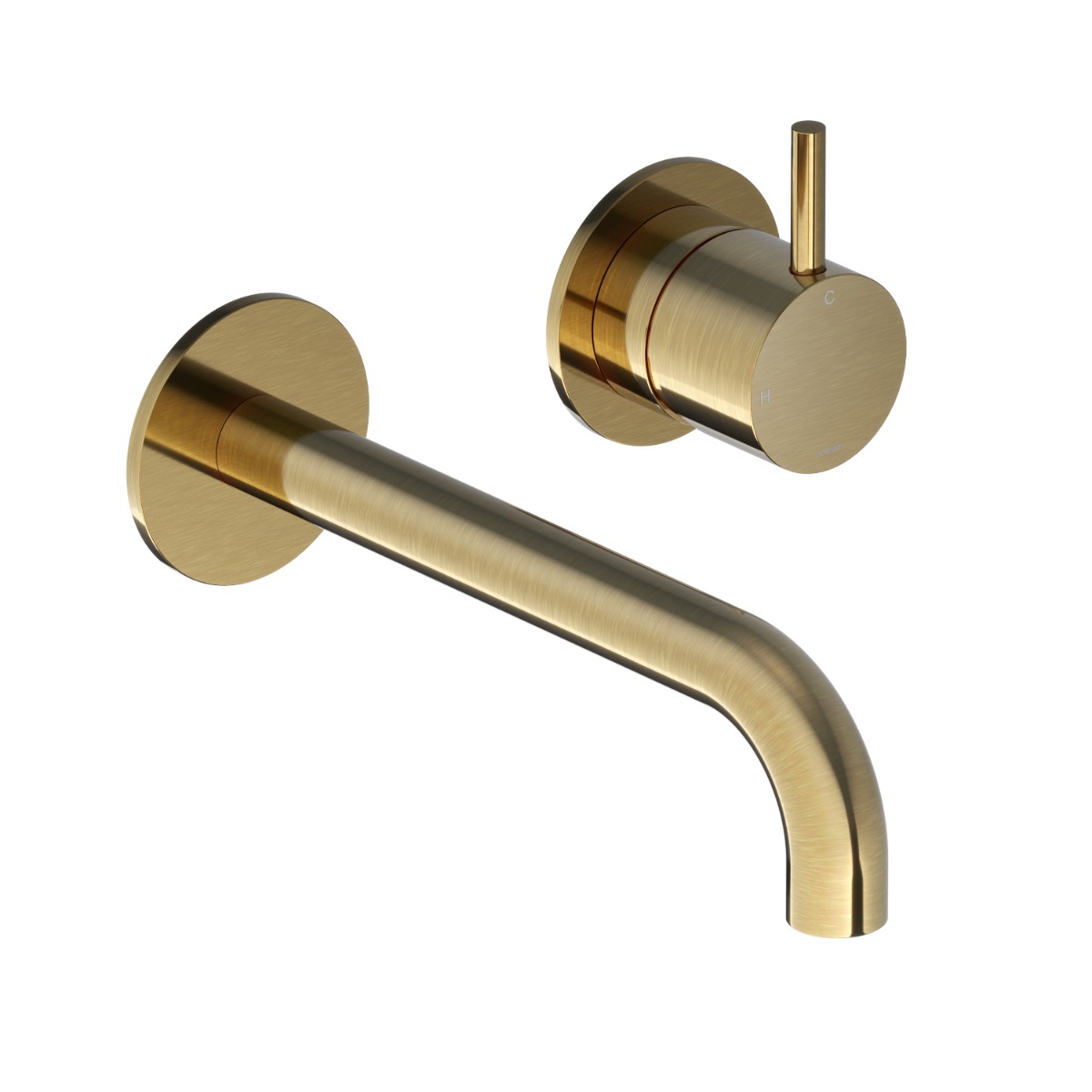 Hotbath Cobber 2-gats inbouw wastafelkraan 18cm geborsteld messing